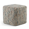 SIMPLIHOME Zoey 18 Inch Boho Cube Woven Pouf in Multi Color Cotton and Wool, For the Living Room, Bedroom and Kids Room