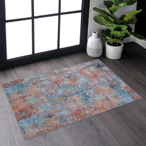 2x3 Area Rugs for Bedroom Shaggy Soft Rug Non-Slip Indoor Floor Carpet Living Room Kids Baby Boys Teen 3'6" Blue Abstract Modern Contemporary Rectangle Polyester Latex Free Washable