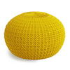 SIMPLIHOME Sonata 20 Inch Boho Round Knitted Outdoor/ Indoor Pouf in Yellow Recycled PET Polyester, For the Living Room, Bedroom and Kids Room