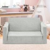 Kids Fold Out Couch 2-in-1 Children Convertible Sofa to Lounger Grey