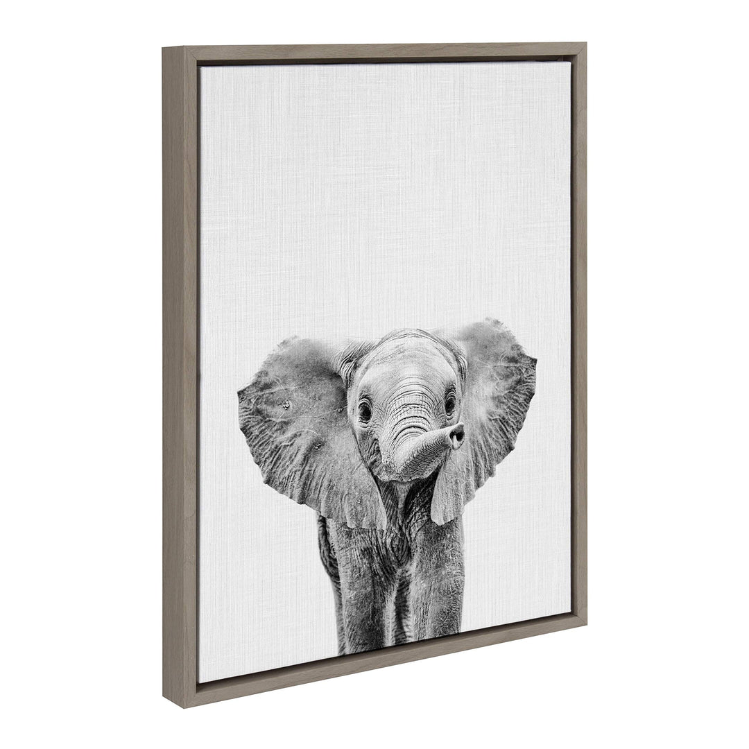 Baby Elephant Framed Canvas by Grey Modern Contemporary