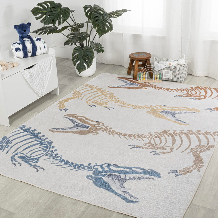 JONATHAN Y Duenas T-Rex Modern Kids Machine-Washable Area Rug