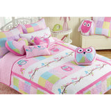 Kids Girls Owl Theme Quilt Set Adorable Animal Print