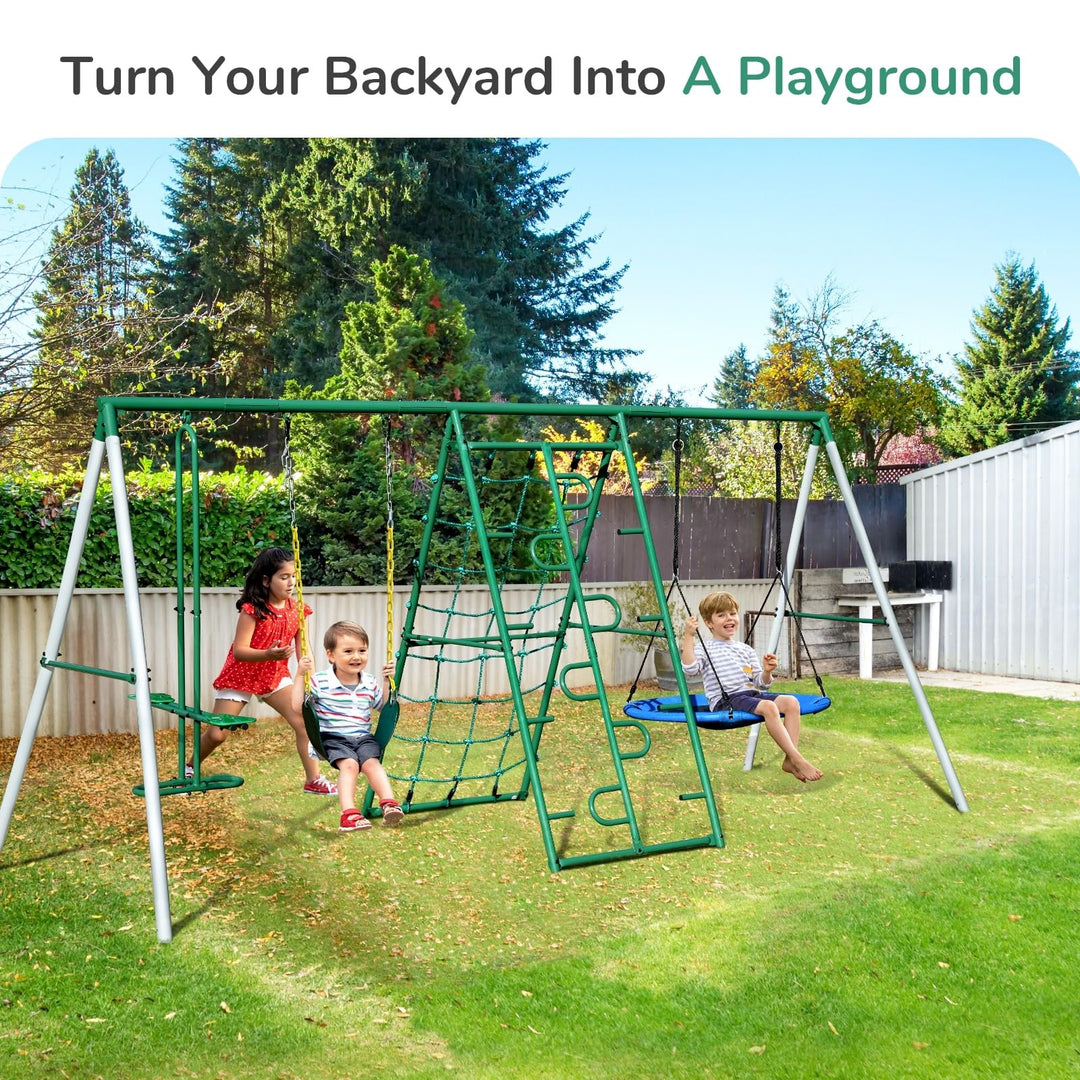 Swing Sets for Backyard with Saucer Swinggliderclimbing Ropeclimbing