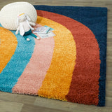 Mod-Tod Amelia Rainbow Print Shag Kids Area Rug