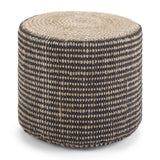 SIMPLIHOME Larissa Round Pouf, Footstool, Upholstered in Natural Hand Braided Jute, for the Living Room, Bedroom and Kids Room, Boho, Contemporary, Modern