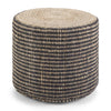 SIMPLIHOME Larissa Round Pouf, Footstool, Upholstered in Natural Hand Braided Jute, for the Living Room, Bedroom and Kids Room, Boho, Contemporary, Modern