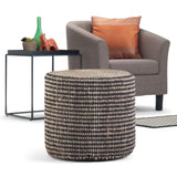 SIMPLIHOME Larissa Round Pouf Footstool Upholstered