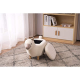 Llama Kids Indoor Storage Ottoman Off/White Transitional Round