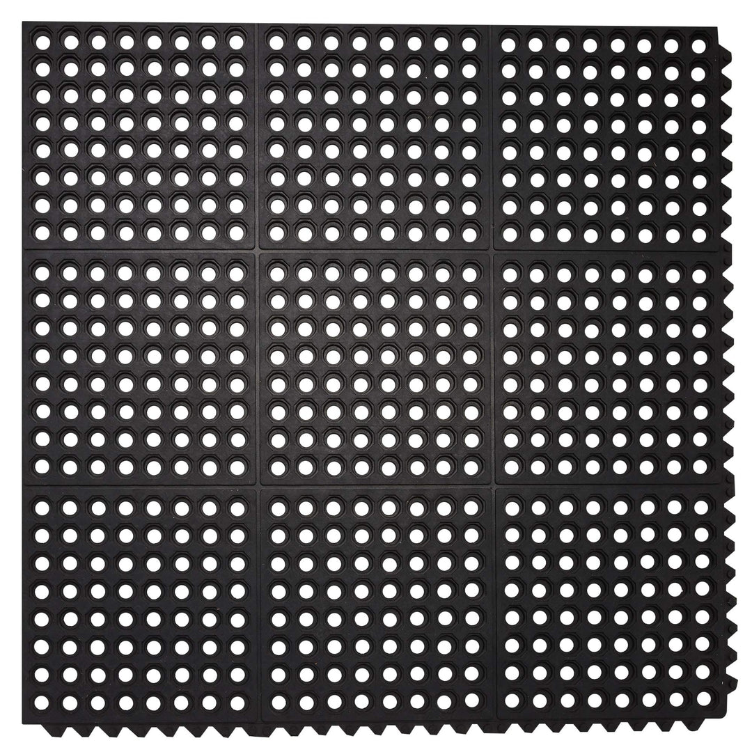 Interlocking Commercial Anti Fatigue Rubber Floor Mat 36 in. X Black