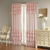 84 Inch Girls Salmon Pink Gypsy Window Curtain Single Panel, Light Pink Color Bohemian Ruffled Pattern Layered Overlapping Ruffles Gypsies Hippie Themed, Hippy Layers Solid, Kids Polyester