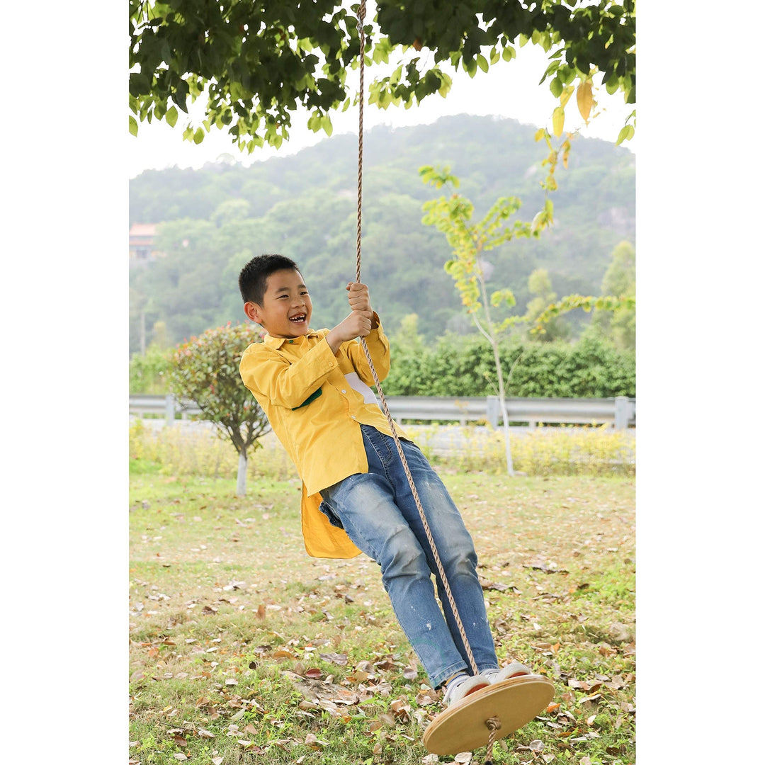 en Round Disc Plate Swing Seat with Hanging Rope