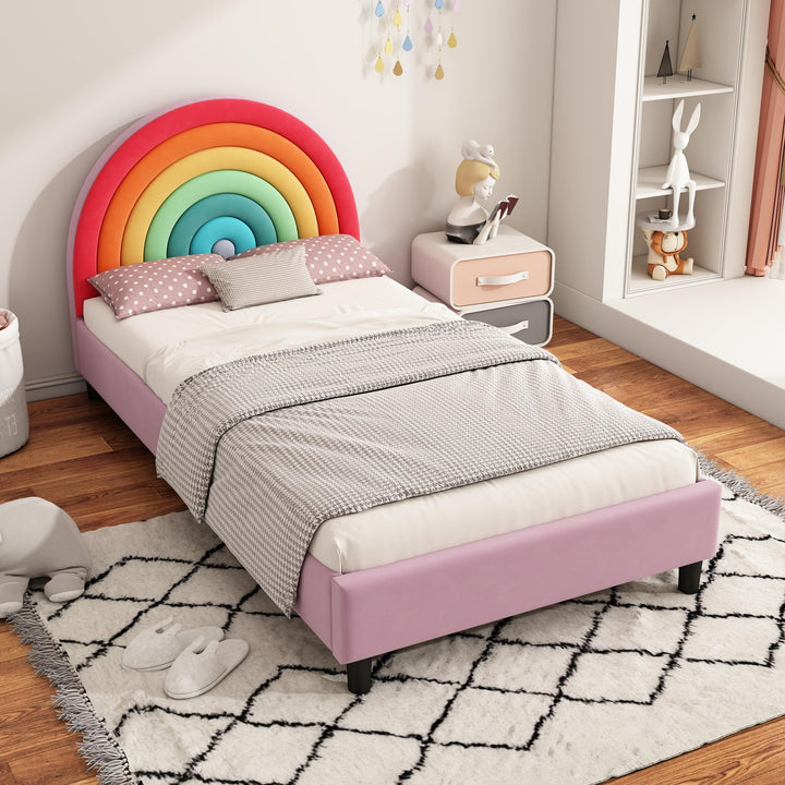 Twin Size Bed Kids Pink Mid-Century Modern Contemporary