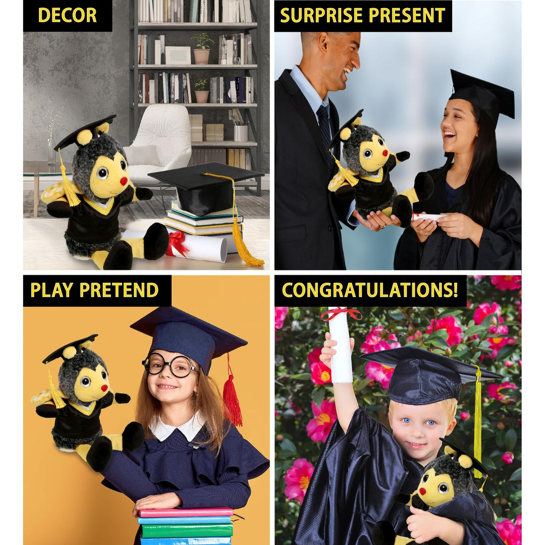 Sitting Honeybee Graduation Plush with Gown and Cap W/Tassel 7