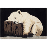 Handmade Wildlife Polar Bear Cub Wool Rug - 2' X 3' Black Animal Kids Tween Novelty Rectangle Contains Latex