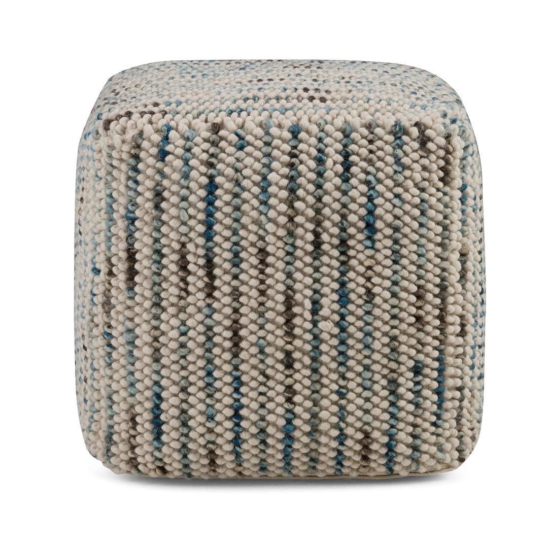 SIMPLIHOME Zoey 18 Inch Boho Cube Woven Pouf in Color Cotton