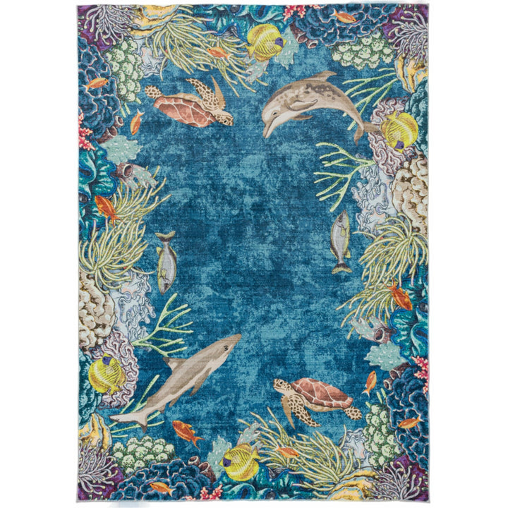 Kids Collection Dolphins and Multi Color Area Rug 5'x'7' 5" X 7"