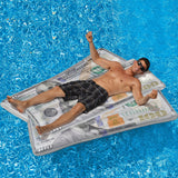 Inflatable White and Green Money Pool Lounger 84"