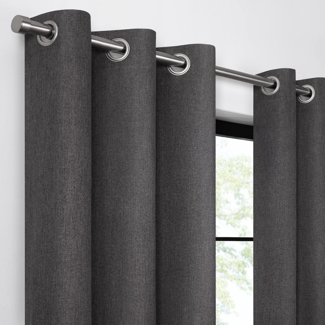 Eclipse Welwick Magnitech 100% Blackout Curtain, Grommet Window Curtain Panel, Seamless Magnetic Closure for Bedroom, Living Room or Nursery, 63 in long x 40 in wide, (1 Panel), Black