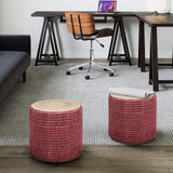 SIMPLIHOME Larissa Round Pouf Footstool Upholstered