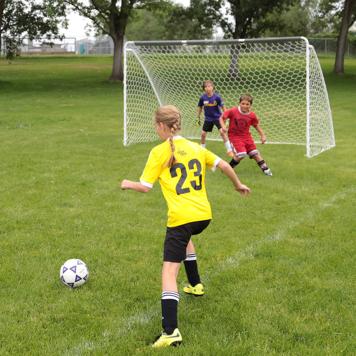 Skywalker Sports 12’ x 7' Soccer Goal with Practice Banners, Green (SSFG12)