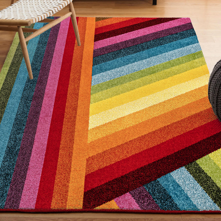 JONATHAN Y DZC102A-4 Retro Contemporary Stripe Area Rug