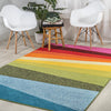 JONATHAN Y DZC101A-5 Prism Geometric Striped Indoor Area Rug, Kids & Novelty, Modern, Coastal, Bedroom, Kitchen, Living Room, Easy-Cleaning, Non-Shedding, 5 X 8, Orange/Green/Blue