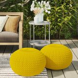 SIMPLIHOME Sonata 20 Inch Boho Round Knitted Outdoor/ Indoor Pouf