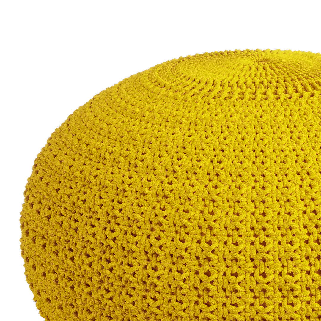 SIMPLIHOME Sonata 20 Inch Boho Round Knitted Outdoor/ Indoor Pouf