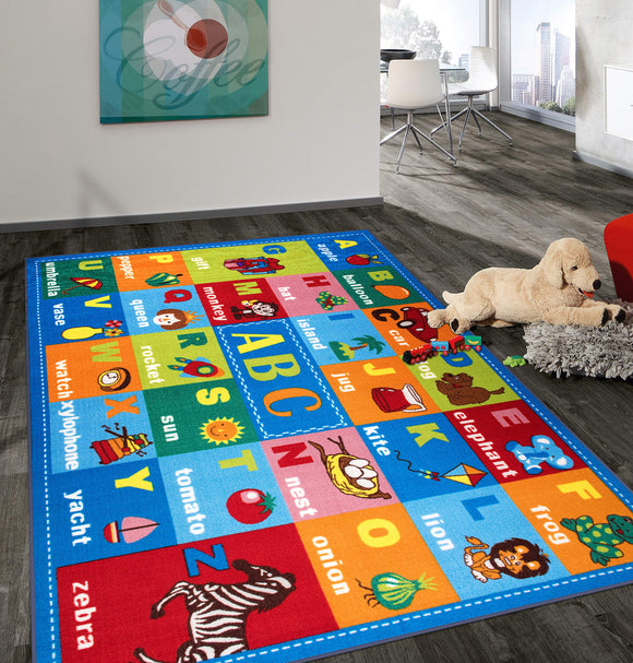 Rugshop Kids Educational Learning Alphabet Symbols Non Skid (Non Slip) Area Rug 3'3