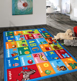 Rugshop Kids Educational Learning Alphabet Symbols Non Skid (Non Slip) Area Rug 3'3" x 4'7" Multi