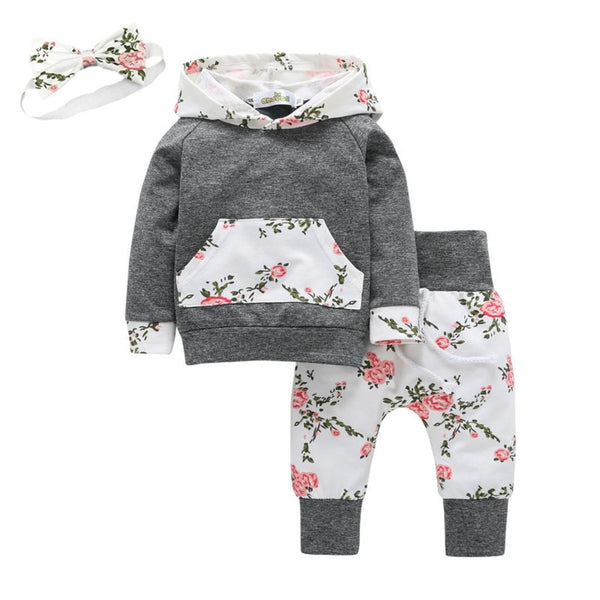 Grey White Pretty Floral Outfit