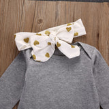 Grey White Gold Hearts Themed Baby Outfit