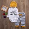 White Striped Hipster Hello World Baby Outift