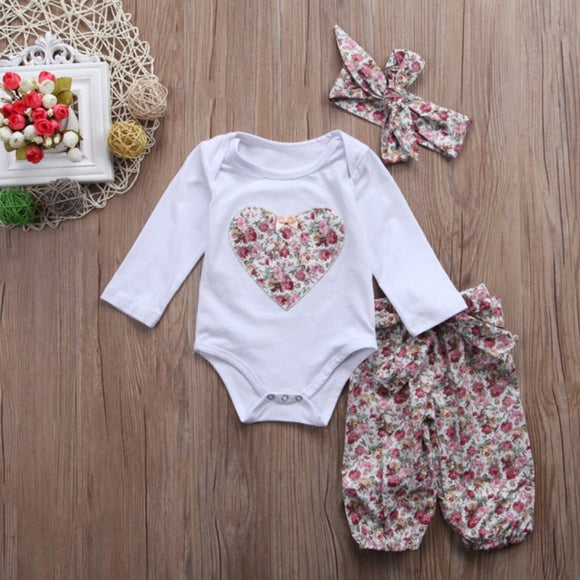 Pink Heart Flower Themed Baby Outfit