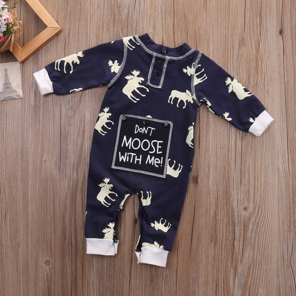 Blue Don't Moose With Me Baby Romper