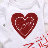 White Red Hearts Love Themed Baby Outfit