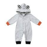 Grey Striped Foxy Baby Romper