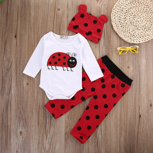 White Red Lady Bug Baby Outfit