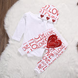 White Red Hearts Love Themed Baby Outfit