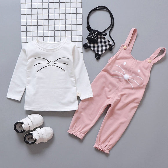 Pink Cat Themed Coveralls Baby Outfit