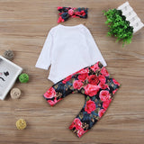White Pink Flowers Little Sister Baby Outfit