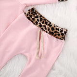 Pink Brown Leopard Baby Outfit