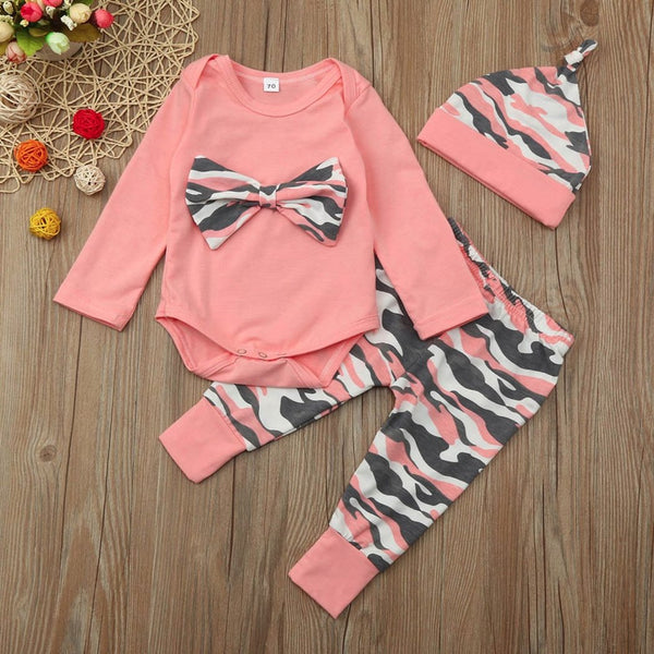 Pink Army Camo Themed Baby Outfit