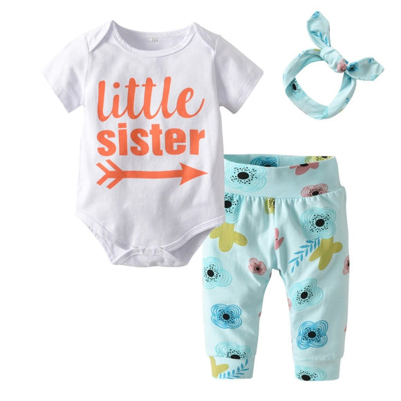 Orange Teal Blue Little Sister Baby Outfit