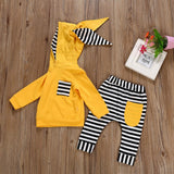 Yellow Striped Hodded Bunny Ears Baby Outfit