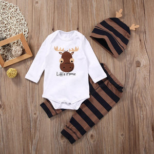White Brown Moose Baby Outfit