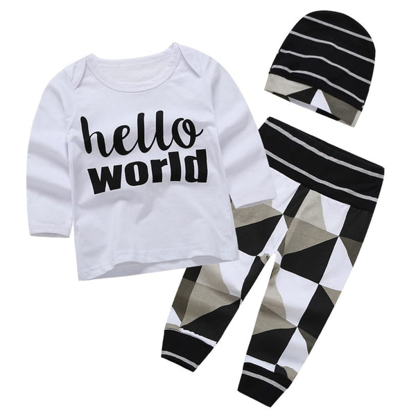 Geometric Pattern Hello World Baby Outfit