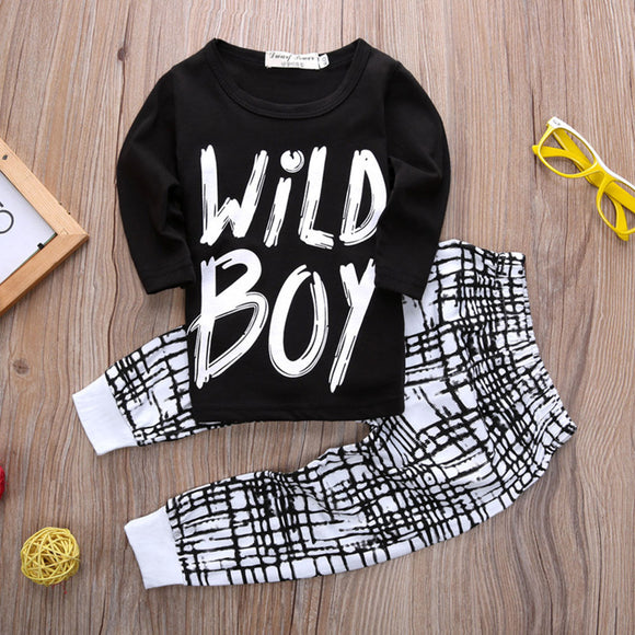 White Black Wild Boy Baby Outfit