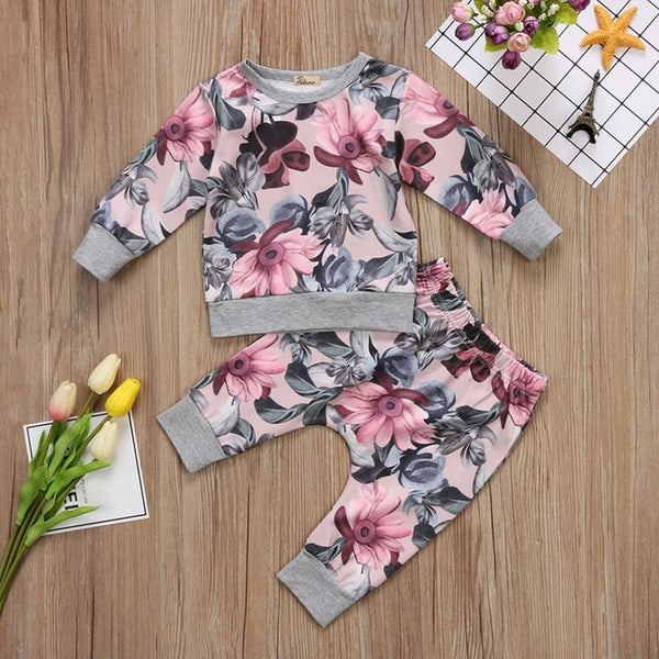 Neutral Pink Floral Themed Baby Outfit